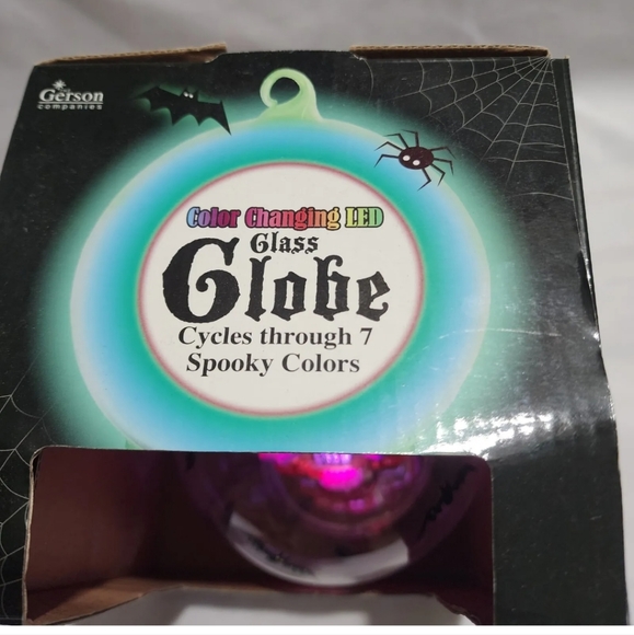 Gerson SPOOKY HALLOWEEN LED Glass Globe 7 Changing Colors GHOST HOUSE EUC W Box - Picture 5 of 11